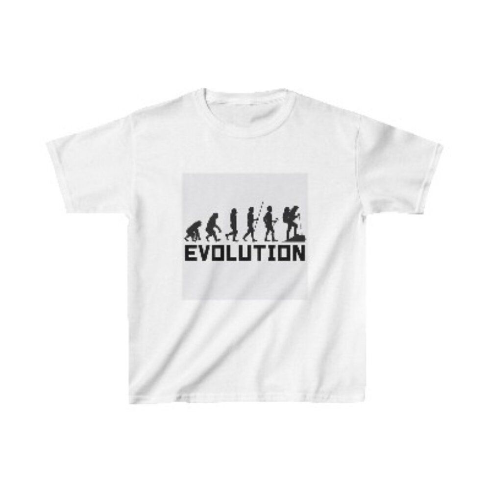 T-Shirt with Evolution Graphic Depicting Human Progression for Science